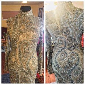 Gray paisley turtleneck dress